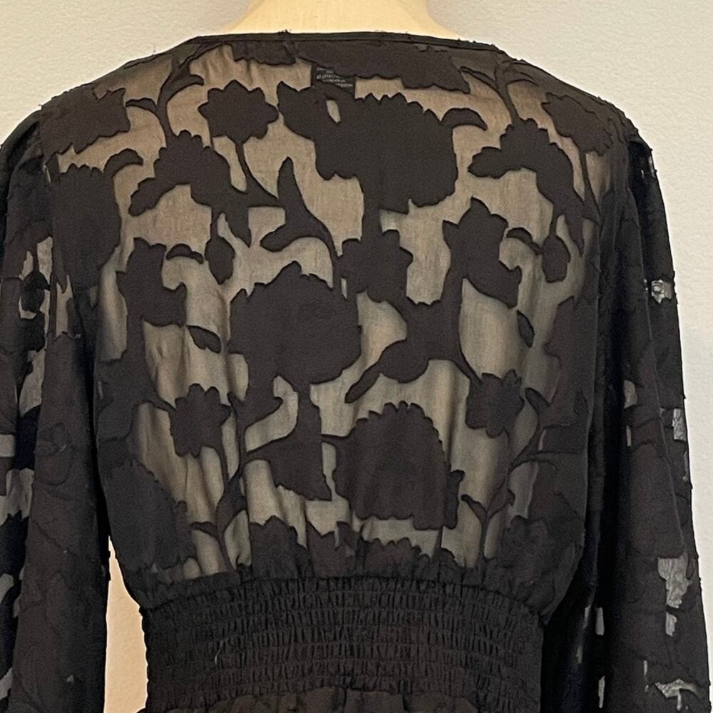 Sincerely Jules Black Floral Sheer Peplum Top - Picture 8 of 10